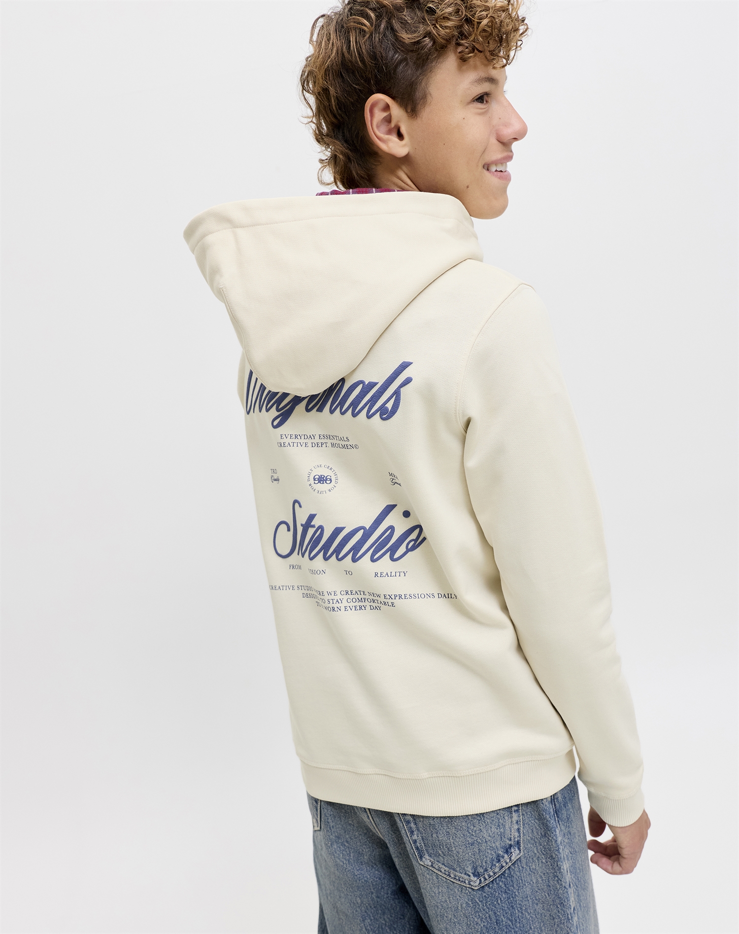 Jack & Jones Junior - JORNorrebro Typo Back Sweat Hoodie - Antique White